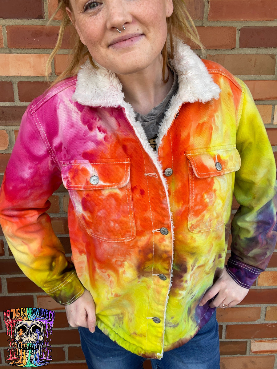 Rainbow tie dye denim on sale jacket