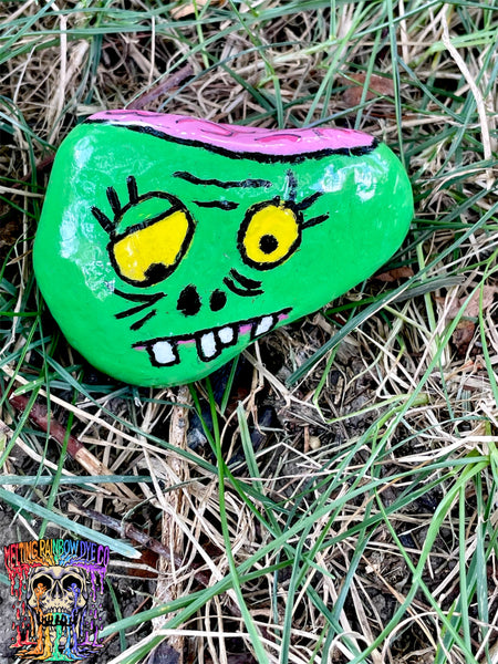 Zombie Face Painted Rock