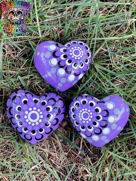 Set of 3 Dot Heart Rocks