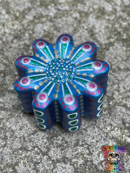 Metallic Blue Flower Magnet