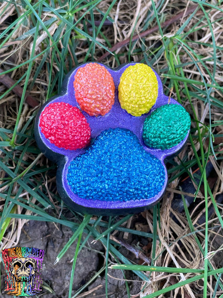 Rainbow Paw Print Rock