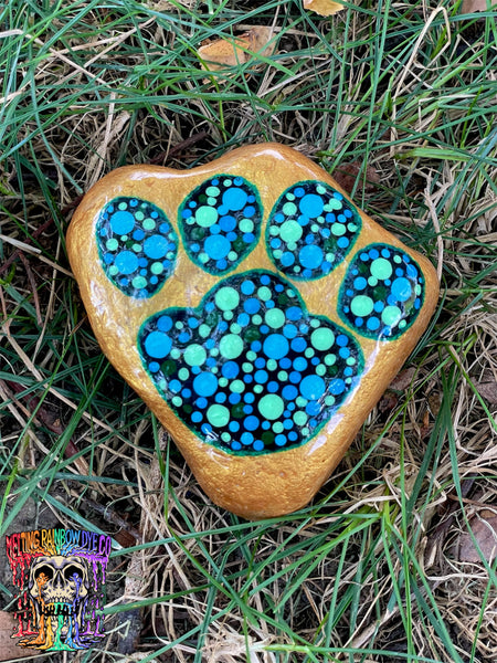 Gold Paw Print Dot Rock